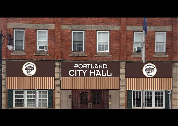 Signs, awning to adorn city hall