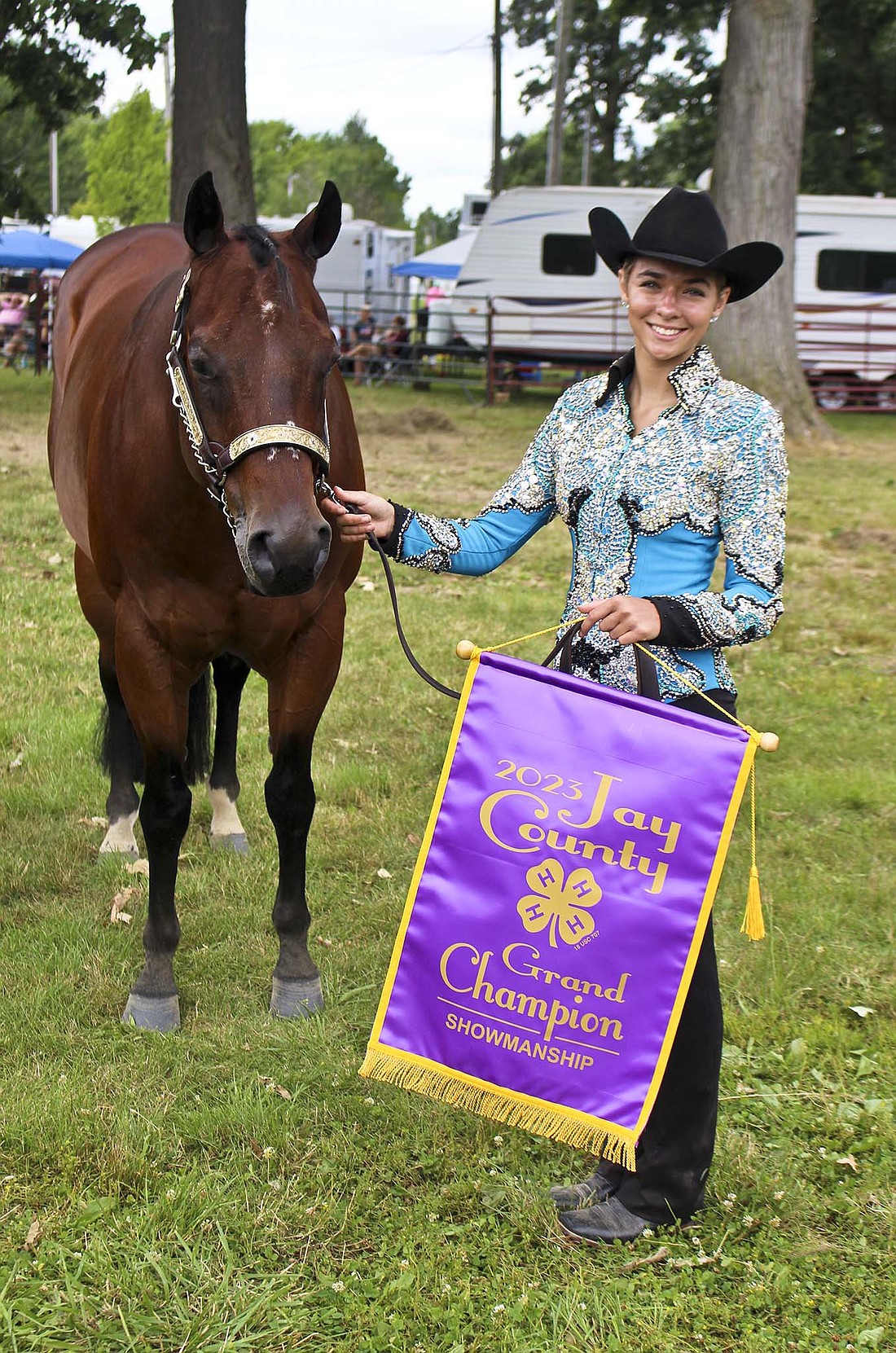 Cash Hollowell showed the grand champion halter horse and won the advanced showmanship competition in the 4-H horse and pony show July 13 at the Jay County Fair. (The Commercial Review/Bailey Cline)