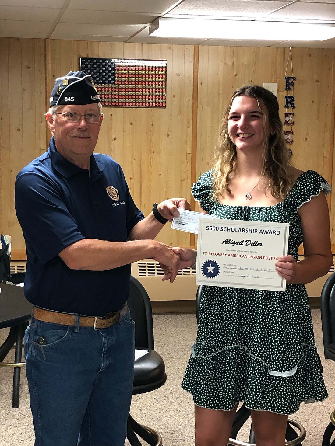 Fort Recovery American Legion Auxiliary Post 345 recently awarded two seniors $500 scholarships. Pictured above, Abigail Diller will be attending the University of Saint Francis to study elementary education. (Photo provided)