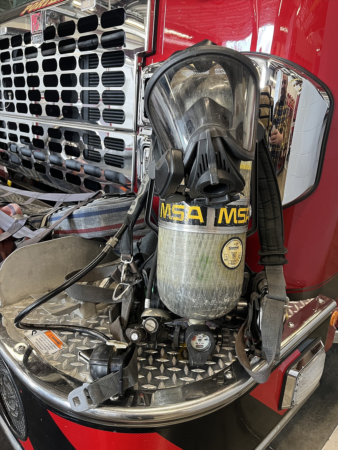 Portland Fire Department’s self-contained breathing apparatus (pictured) are 15 years old and need to be replaced. Other departments in Jay County have air pack equipment that dates back to the 1980s. The county’s six fire departments partnered together to receive an $815,545 grant that will be used to purchase new self-contained breathing apparatus for all of them. (The Commercial Review/Ray Cooney)