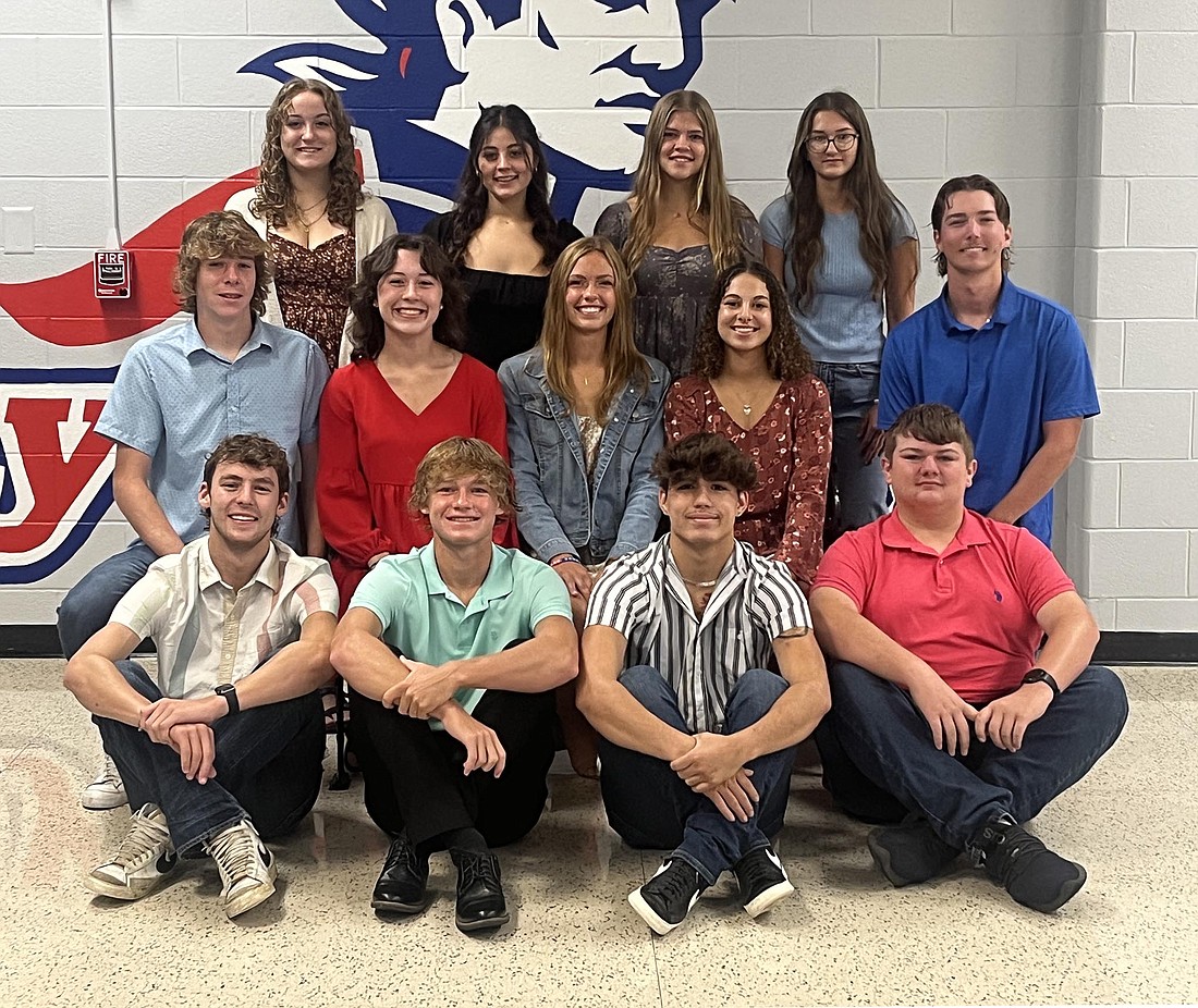 Pictured are the candidates for Jay County High School homecoming king and queen. Front row from left are Nick Lyons, Jackson Edwards, Taye Curtis and Reece Leavell. Middle row are Brayden Collins, Hannah Laux, Molly Muhlenkamp, Laila Waddell and Sam Myers. Back row are Mackenzie Weesner, Chloe Ruiz, Zion Beiswanger and Willow Hardy. (The Commercial Review/Ray Cooney)