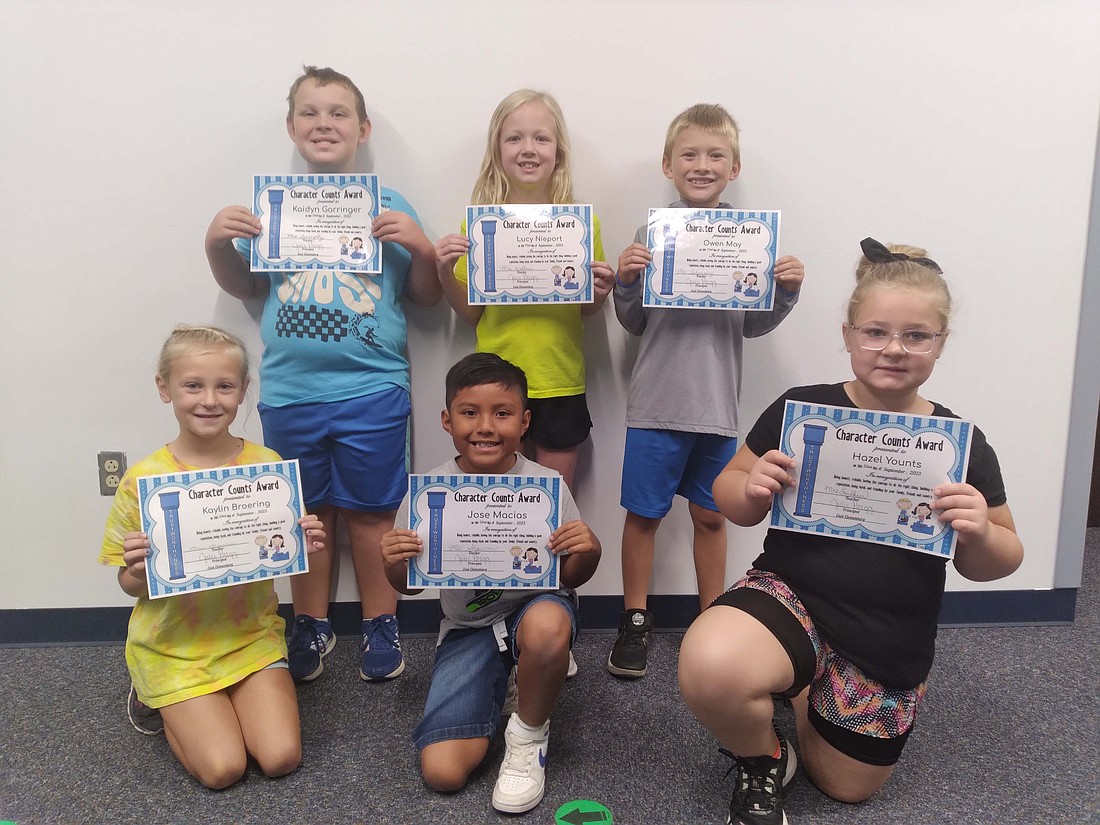 East Elementary School students were recently awarded for being trustworthy. Pictured above are, first row, second graders Kaylin Broering, Jose Macias and Hazel Younts. In the second row are second graders Kaidyn Garringer, Lucy Nieport and Owen May. (Photo provided)