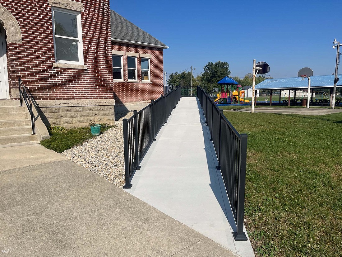 Salamonia’s Schoolhouse Community Center got a new ramp and tuck pointing thanks to federal, state and local funding. The building has stood since 1911 and serves as the hub for the smallest municipality in Jay County. (The Commercial Review/Ray Cooney)