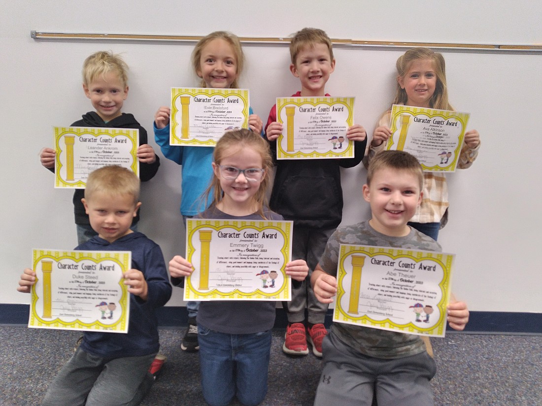 East Elementary kindergarteners recently won awards for demonstrating respect. Pictured above, front row, are Duke Steed, Emmery Twigg and Abe Theurer. In the back row are Leander Ankrom, Evie Brelsford, Felix Owens and Ava Atkinson. (Photo provided)