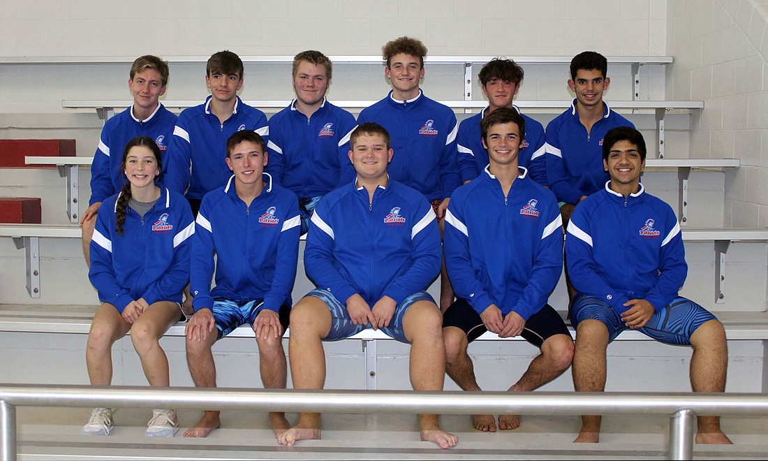 Pictured is the 2023-34 Jay County High School boys swimming and dive team. Front row from left are manager Maria Laux, Lincoln Clamme, Brasen Glassford, Peyton Yowell and Chadi El Yaagoubi. Back row are Kamdyn Carter, Joseph Nichols, David Keen, Joseph Dow, Oskar Alart Mateo and Hugo Gutierrez. Not pictured are Matthew Fisher, Alex Frazee, Max Klopfenstein and Grayson Swoveland. (The Commercial Review/Andrew Balko)