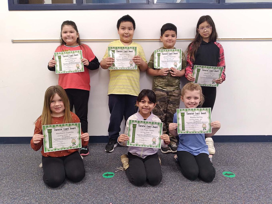 East Elementary School recently awarded several students for demonstrating responsibility. Pictured, front row from left, are Maitlynn Castillo, Lia Trejo-Nieto and Kayda Kahlig. Back row are Ariana Esquivel, Aldrick Perez, Jordan Ramirez and Mailen Garcia. (Photo provided)