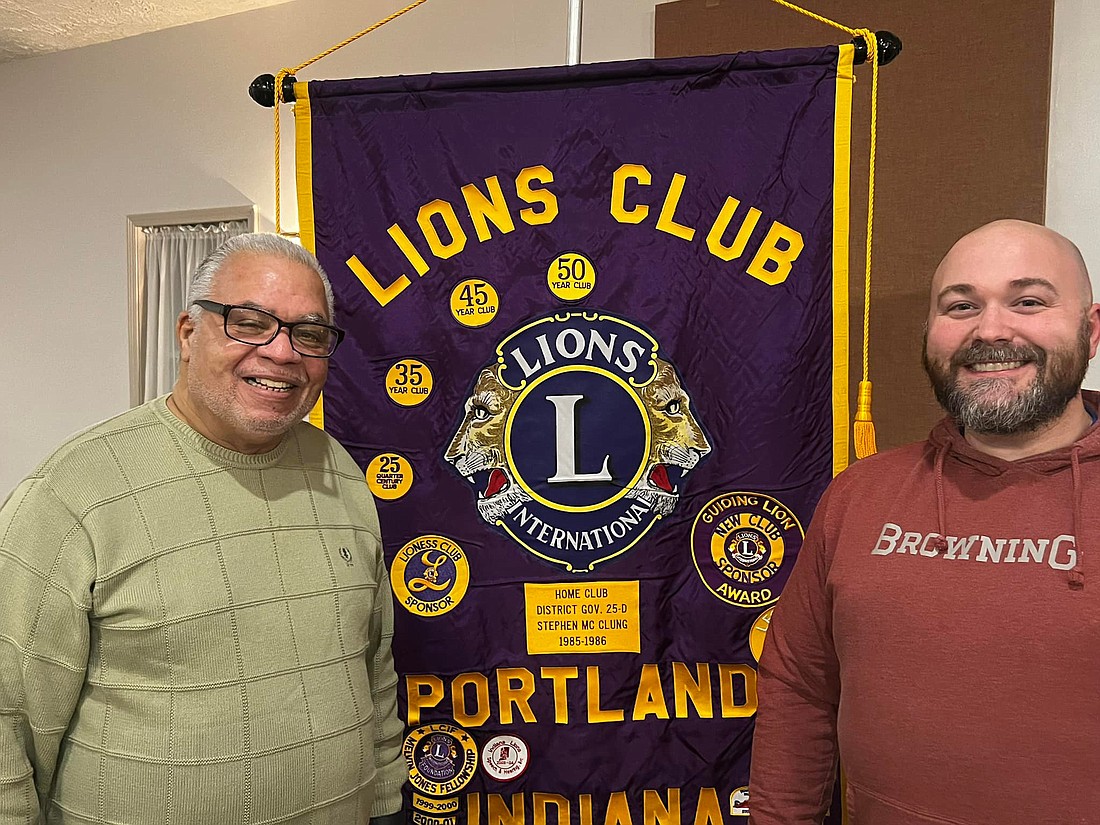 Portland Lions Club recently welcomed two new members. Pictured above are Michael Biggs and Brad Stultz, who joined the group Dec. 21. (Photo provided)