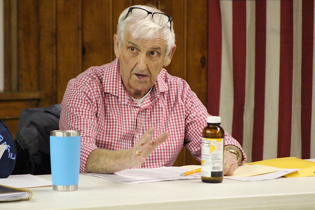 Redkey Town Council approved a request from Marshal Zach Moser on Thursday to purchase new pistols for police. Council met Thursday for the first time in 2024, with three new members — “Watermellon” Jim Phillips (pictured),  Brenda Beaty and Dave Dudelston — joining the group. (The Commercial Review/Bailey Cline)