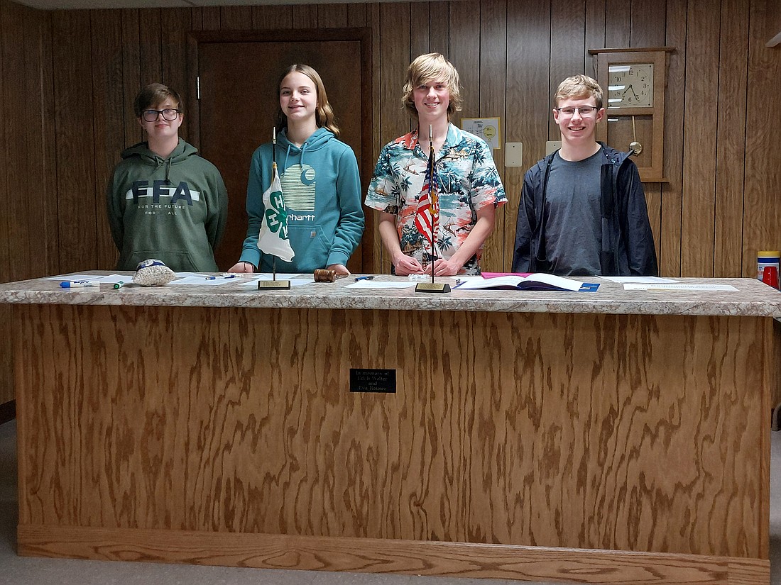 Jackson Champs 4-H Club recently elected new leadership. Pictured above are (from left) treasurer Madi Paxson, vice president Lizzy Brunswick, president Ty Paxson and secretary Gabe Pinkerton. (Photo provided)