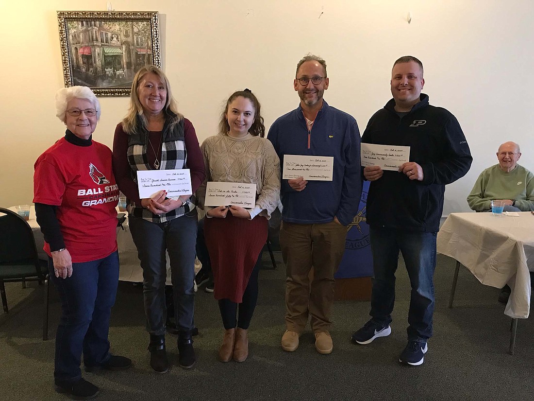 The Cincinnatus League recently presented checks to several organizations. Pictured are Julia Schwomeyer of Cincinnatus League, Heidi Bouse of Youth Service Bureau, Allison Smiley of Arts in the Parks, Rusty Inman of John Jay Learning Center and Kyle Cook of Jay Community Center. (Photo provided)