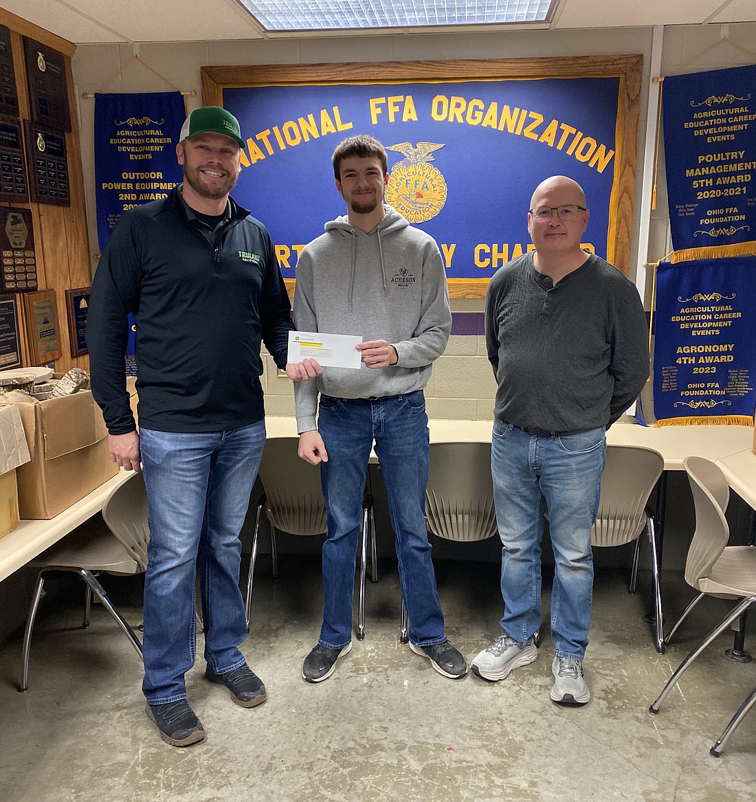 For National FFA Week last month, TRULAND Equipment made a $100 donation to Fort Recovery FFA. The company donated to 18 FFA chapters in Indiana and Ohio. (Photo provided)