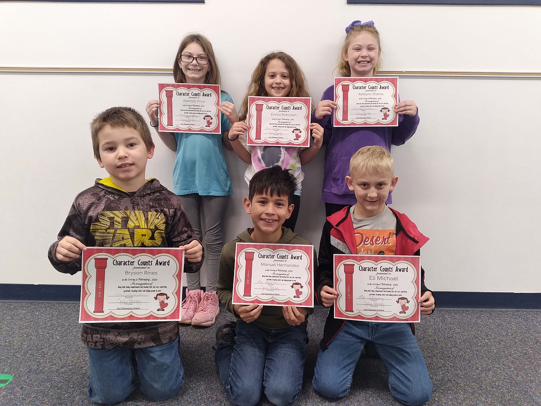 East Elementary recently awarded students for being caring. Pictured above are second graders (front row) Bryson Rines, Manuel Hernandez and Eli Michael. In the back row are Alannah Price, Emma Robinson and Adalyn Overla. (Photo provided)