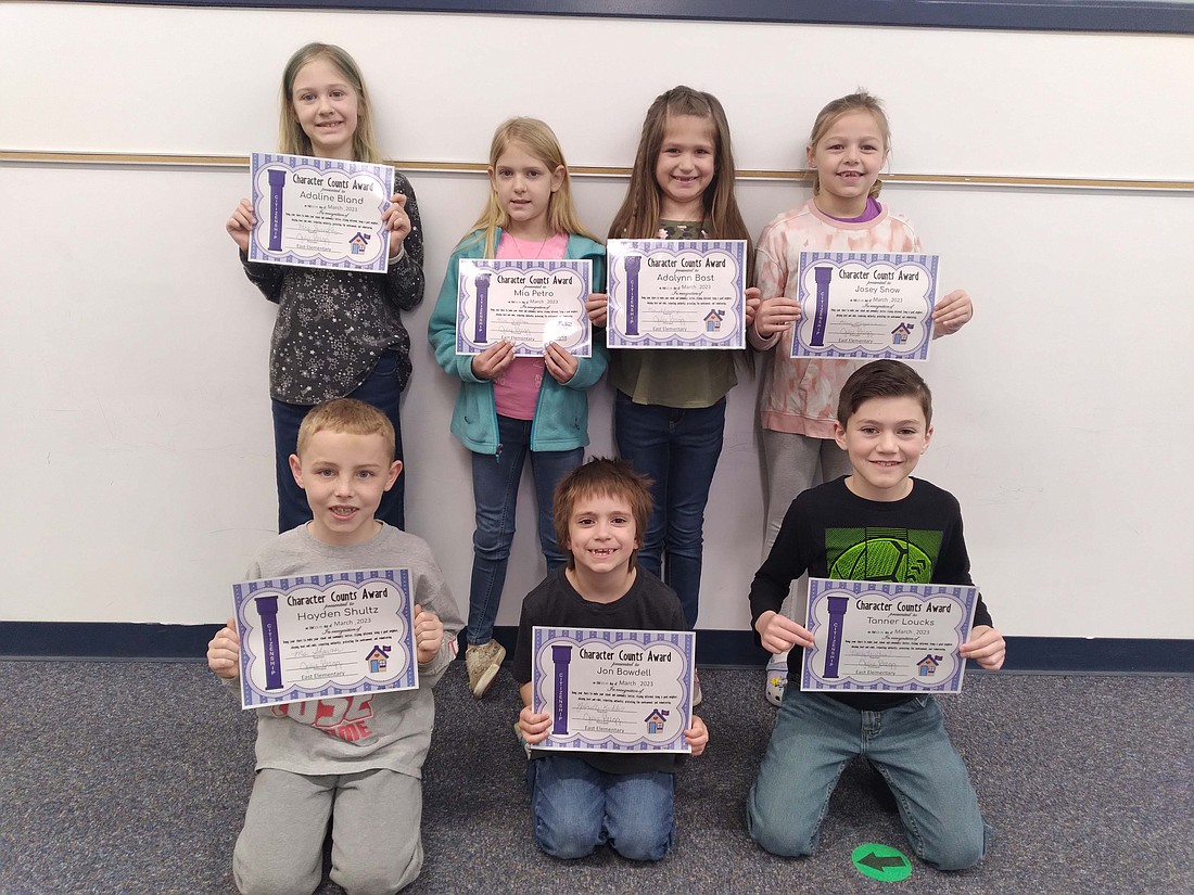 East Elementary School recently awarded students for demonstrating citizenship. Pictured above are second graders (front row) Hayden Shultz, Jon Bowdell and Tanner Loucks and (back row) Adaline Bland, Mia Petro, Adalynn Bost and Josey Snow. (Photo provided)