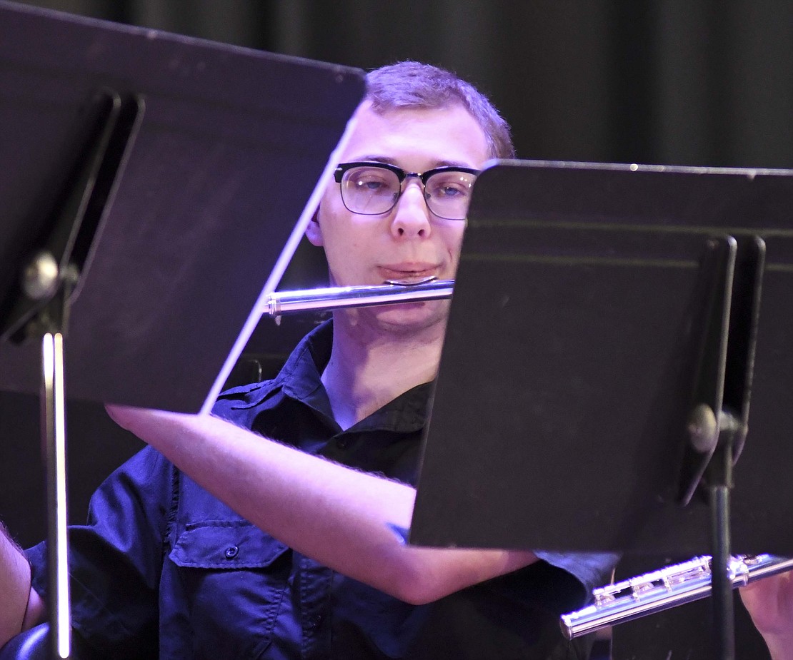 Alexander Smith plays the flute Sunday afternoon during the Jay County High School band concert. For more photos, visit thecr.com. (The Commercial Review/Ray Cooney)