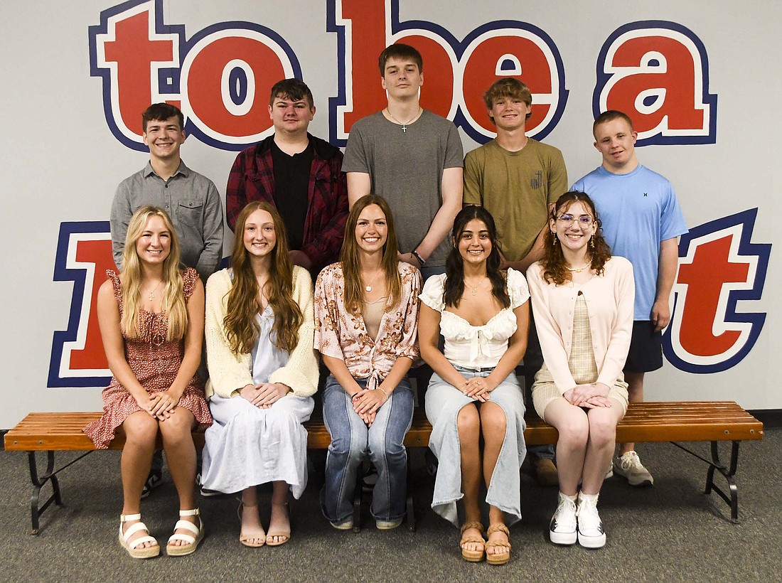 Jay County High School will crown its prom queen and king during promenade, which begins at 8 p.m. Saturday at the school. Pictured, front row from left, are queen candidates Maggie Dillon, Bella Denton, Molly Muhlenkamp, Chloe Ruiz and Sarah McClain. Back row are king candidates Justin DeHoff, Reece Leavell, Ryan Cross, Jackson Edwards and Luke Vormohr. (The Commercial Review/Ray Cooney)