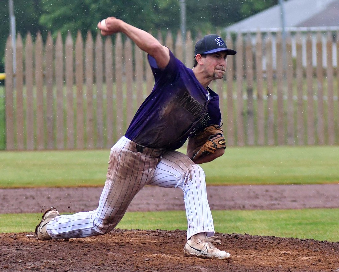 Fort Recovery High School senior Troy Homan sling a pitch during the sectional opener against Waynesfield-Goshen on Tuesday. Homan struck out the side looking in the sixth inning in the 5-2 win over the Tigers. (The Commercial Review/Andrew Balko)