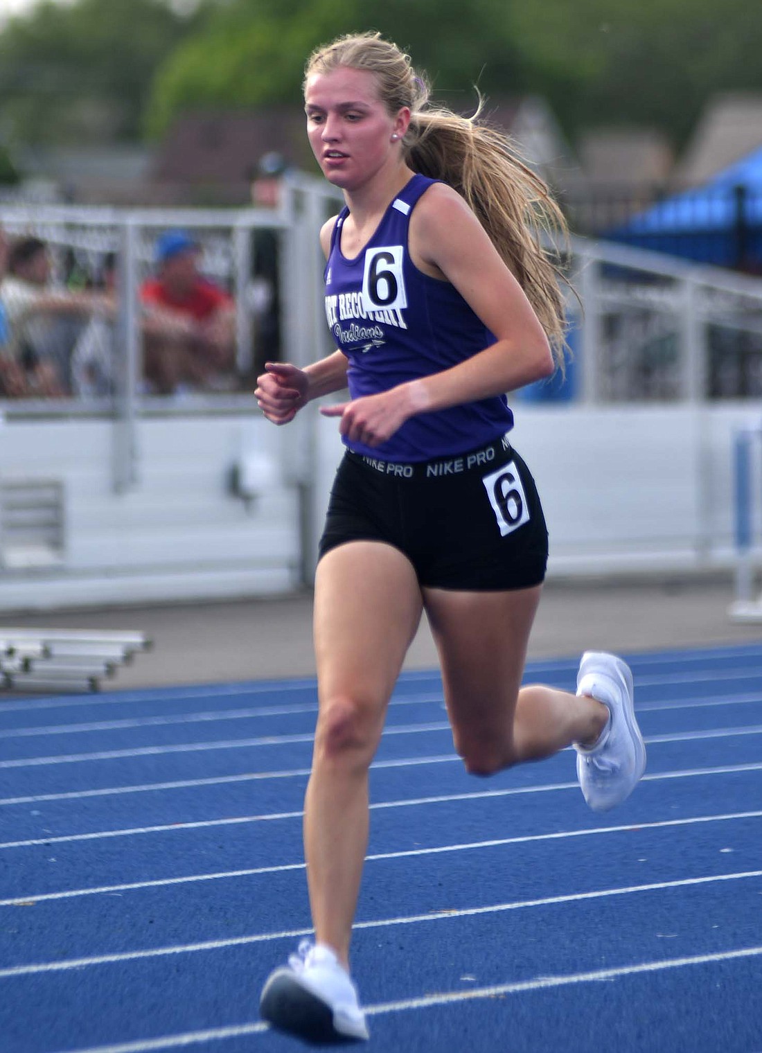 Natalie Brunswick competes in the 1,600-meter run at the OHSAA Division III state track and field finals on Friday at Welcome Stadium in Dayton, Ohio. Brunswick finished 17th with a time of 1 minute, 24.71 seconds, in her first individual state appearance. (The Commercial Review/Andrew Balko)