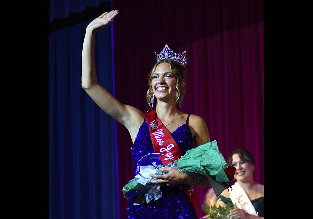 Molly Muhlenkamp was crowned queen Sunday night during the Miss Jay County Fair Queen Pageant at Jay County Junior-Senior High School. Joining her on the court were first runner-up Inara Sanderson, second runner-up Makinsey Murphy, third runner-up Hannah Laux and Miss Congeniality McKenna Vore. (The Commercial Review/Ray Cooney)