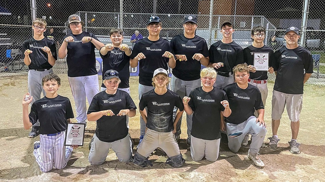 Portland Forge finished as the top team in Portland Junior League’s Sandy Koufax baseball division this season. It also finished as the runner-up in the league tournament to end the season, losing to Loy Real Estate and Auction. (Photo provided)