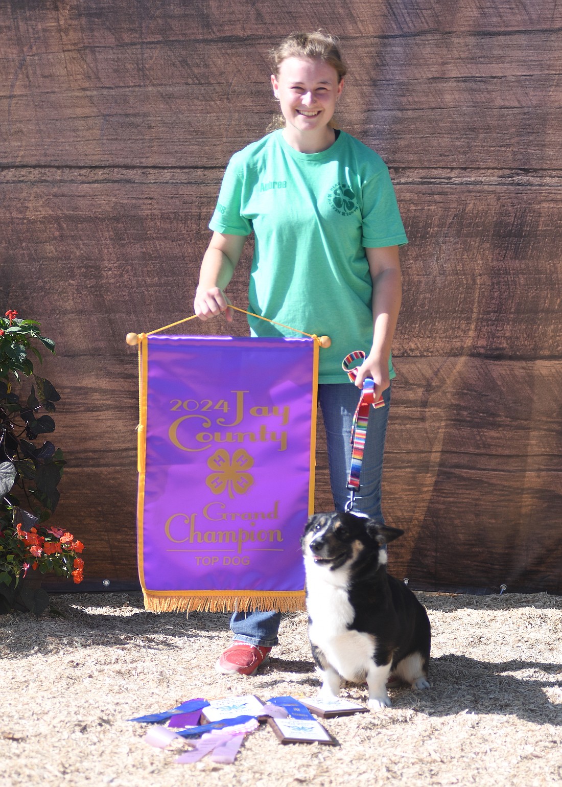 Aubree McClure and Indiana Jones — she calls him Jonesy — won the award for top dog on July 6 during the Jay County 4-H dog show. (The Commercial Review/Ray Cooney)