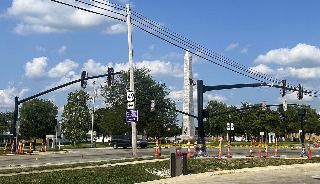 New traffic lights are in place in Fort Recovery at the intersection of Elm and Butler streets (Ohio 49 and Ohio 119). The new lights are expected to be activated soon, first four-way flashing red for a week. (The Commercial Review/Andrew Balko)