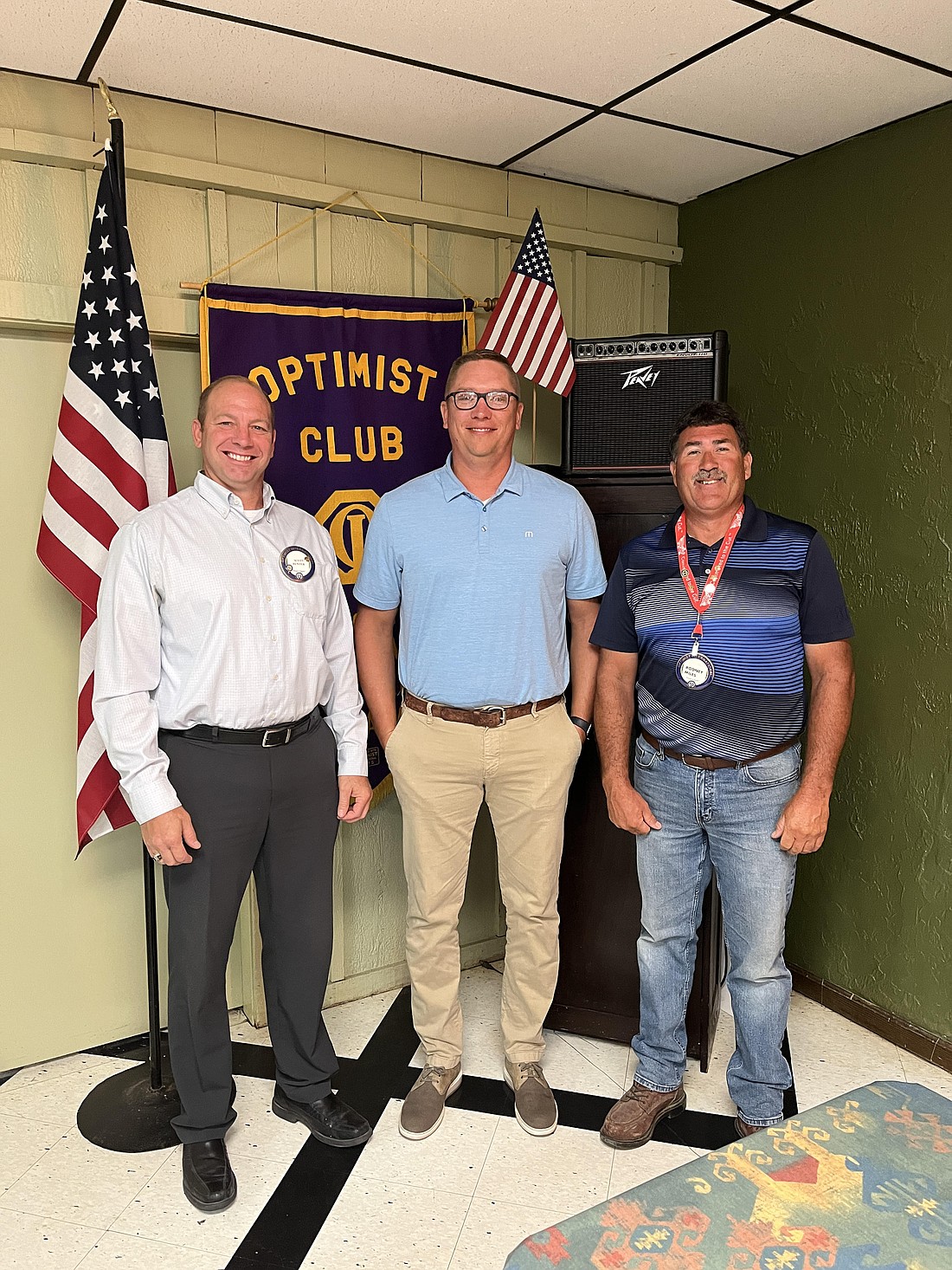 Portland Breakfast Optimists recently inducted several new members. Pictured above are sponsor Scott Benter, new member Adam Westgerdes and president Rodney Miles. (Photo provided)