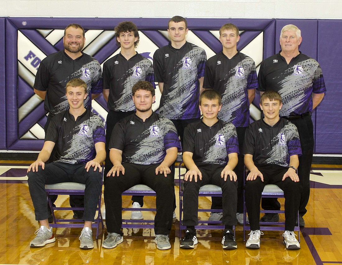 Pictured is the 2024-25 Fort Recovery boys bowling team. Front row from left are Eli Lennartz, Riley Grieshop, Drew Backs and Anthony Roessner. Back row are coach Corey Gerlach, Reece LeFevre, Gabe Acheson, Garrett Diller and assistant coach Jerry Vogel.