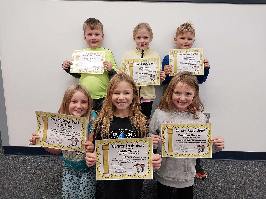 East Elementary Students were recently awarded for demonstrating respect. Pictured are second graders, front row, Autumn Murphy, Maddie Theurer and Brooklyn Shawver and, back row, Jackson Abels, Carmen Laux and Eli Edmundson. (Photo provided)