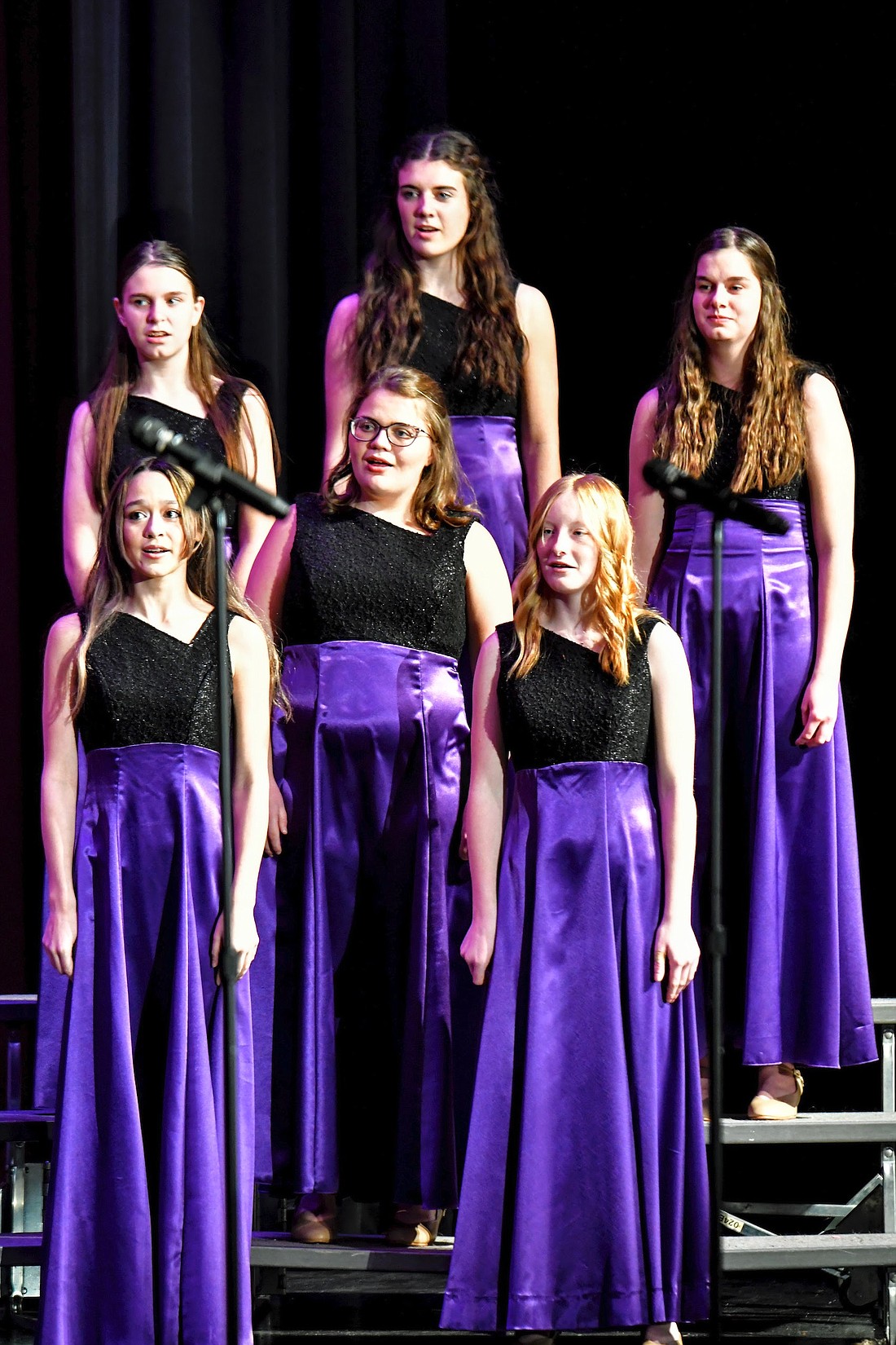 Fort Recovery Local Schools held its choir Christmas concert Sunday evening. Pictured, front row from left, are Lily Hernandez, Kaylor Wendel and Jazmyne Welling. Back row are Raya Androne, Trinity Rammel and Angel Serio. (Special to The Commercial Review/Kim Wendel)