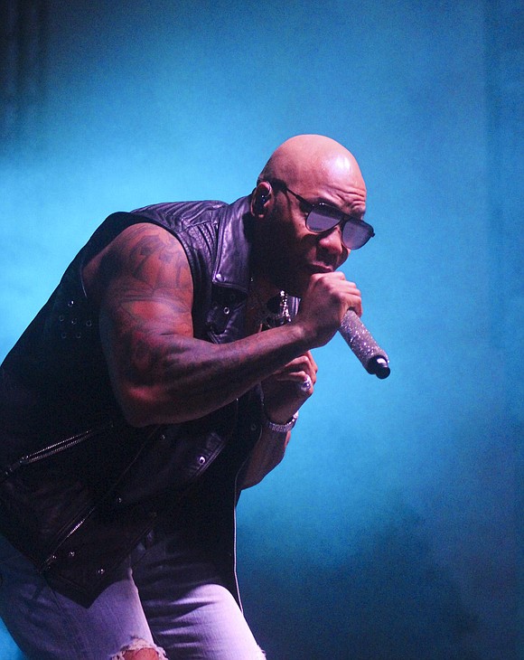 Flo Rida performs July 12 in front of the grandstands at Jay County Fair. (The Commercial Review/Bailey Cline)