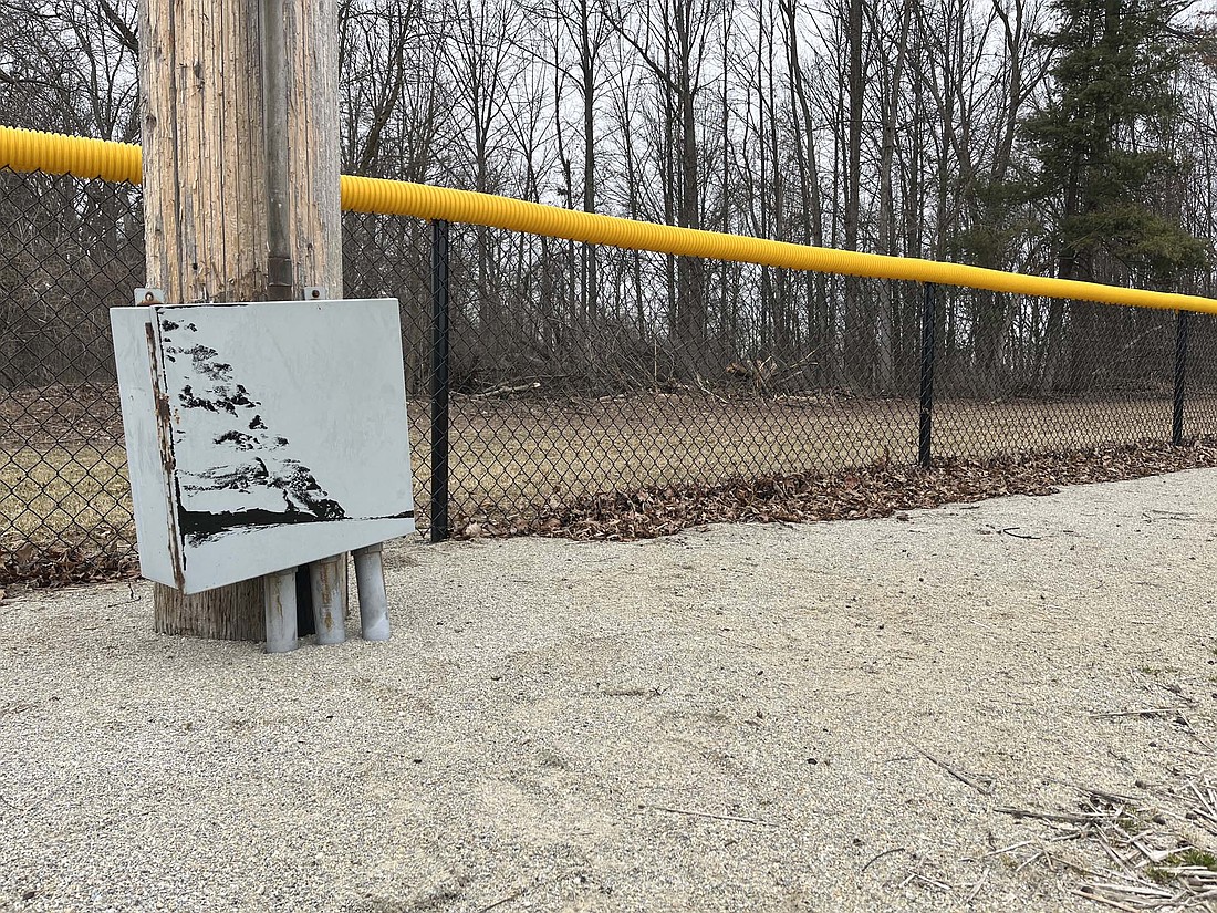 Portland Park Board approved electrical upgrades Tuesday for Runkle-Miller Field at Portland Memorial Park. Plans call for new breaker boxes (above), with those inside the fence being moved to 8 feet high in order to mitigate injury risk. (The Commercial Review/Ray Cooney)