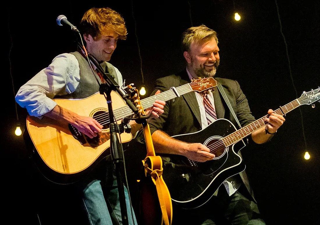 Ryanhood — Ryan Green (left) and Cameron Hood — Will perform at 7 p.m. tonight at the Jay County Campus of Arts Place in Portland. The folk rock duo has won Best Group/Duo at the International Acoustic Music Awards and has toured with Jason Mraz and Kelly Clarkson, among others. Tickets are $9 for students and $15 for adults and are available at myartsplace.org, by calling 9260) 726-4809 or at Arts Place, 131 E. Walnut St., Portland. (Ehab Tamimi)