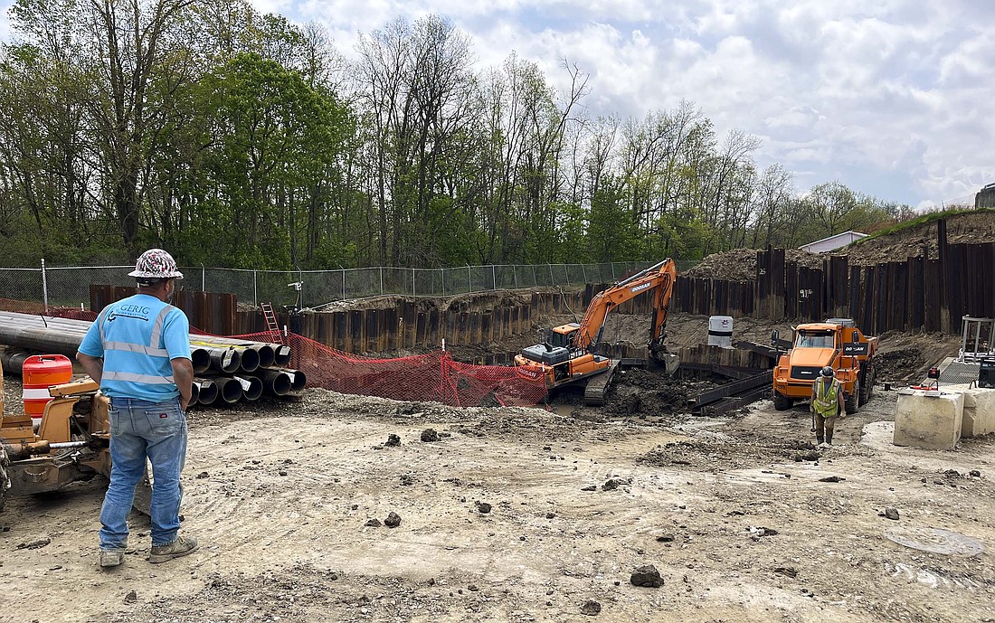 The City of Portland will need to update its long-term control plan with Indiana Department of Environmental Management relating to work at its wastewater treatment plant. Pictured above, a crew works Friday on excavation for a wet weather pump station that is part of the $18.3 million project. The work is now expected to be complete in fall 2026. (The Commercial Review/Ray Cooney)