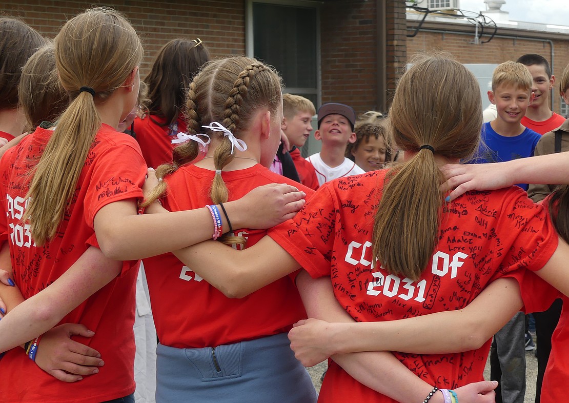 Bloomfield had "Class of 2031" shirts made for each of their sixth graders. Many students used this as an opportunity to commemorate the year by having their peers and teachers sign the shirts. (Lindy Mercer)