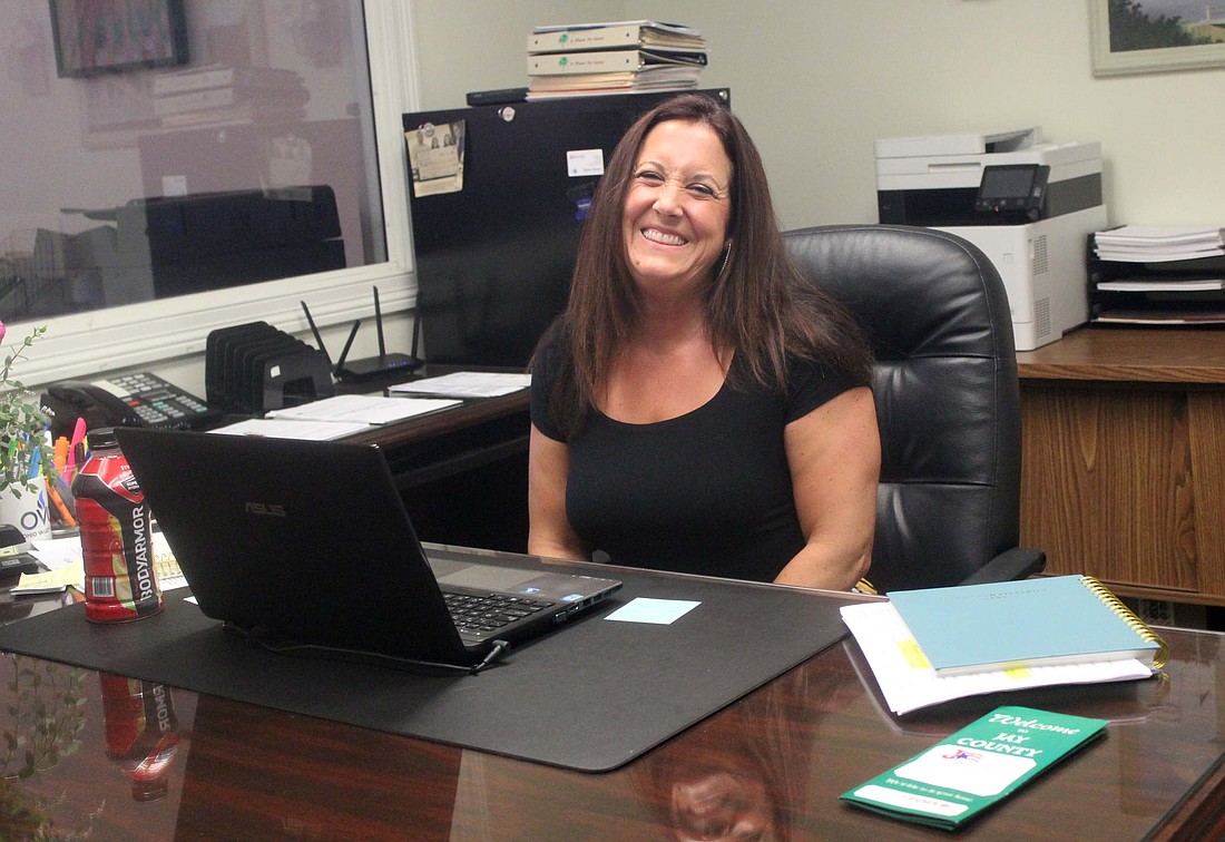 Amanda Blair is getting settled into her new office this week after taking over as executive director of Jay County Chamber of Commerce on Monday. She was hired in late May to take over the role from Tabby Sprunger, who resigned in July 2024. She said she hopes to highlight all of the things that should bring pride to the community. (The Commercial Review/Ray Cooney)