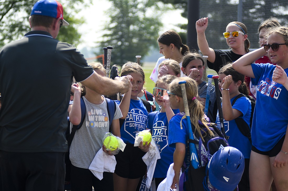 The Jay County High School softball program held its youth camp this week. Pictured, first through third grade campers get a break at the end of Thursday’s session. (The Commercial Review/Ray Cooney)