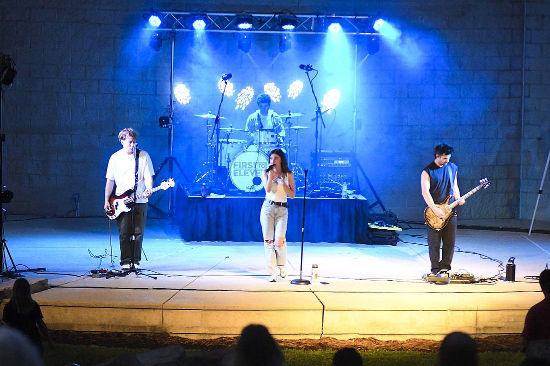 The Arts Place Hudson Family Park Amphitheater summer concert series kicked off Thursday with a performance by First to Eleven, a band based in Erie, Pennsylvania, that plays a variety of covers of popular music from the 1990s through today. The series will continue on Thursday, July 10, with a performance by Fleetwood Macked, a Fleetwood Mac tribute band. (The Commercial Review/Ray Cooney)