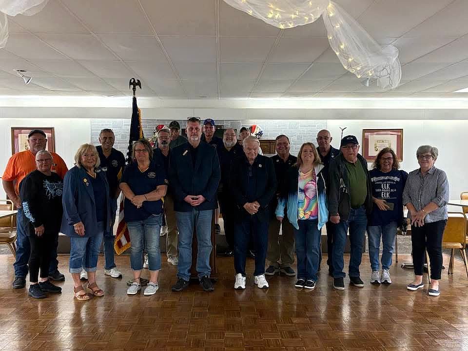 Dunkirk Elks Lodge held a Flag Day ceremony June 14 with leading knight Brandon Walker officiating. Attendees heard the history of Flag Day, pledged allegiance to the flag and heard a vocal performance of “The Star Spangled Banner” from past exalted ruler James Fulks. (Photo provided)
