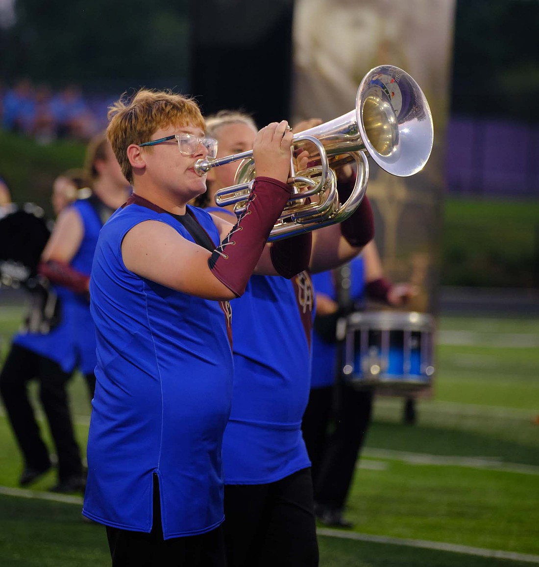 Tristin Romine of Jay County High School plays during the Spirit of Sound band contest Saturday at Muncie Central. The Marching Patriots finished fifth at the contest after placing third in the Archway Classic at Centerville and the Jay County Lions Band Contest. (Special to The Commercial Review/Evelyn Garringer)