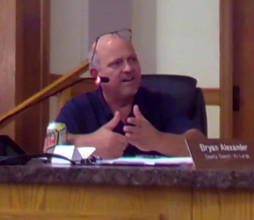 Jay County Council member Bryan Alexander asks a question during Tuesday’s meeting to review the proposed 2026 county budget. The county council spent about three hours reviewing the proposed numbers and discussing budget requests with department heads. (Screenshot from livestream)