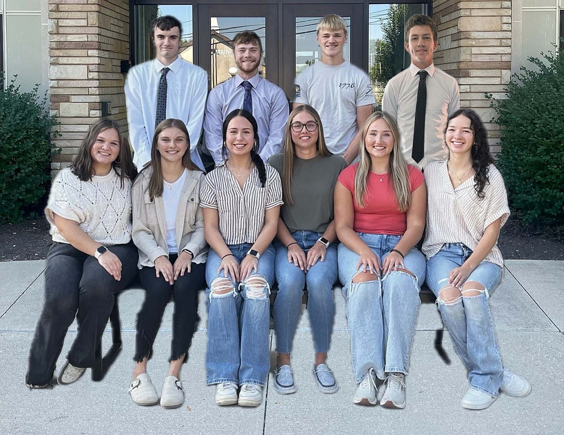 Fort Recovery High School will crown its homecoming king and queen before the Indian football team’s game tonight against New Bremen. Ceremonies will begin at 6:30 p.m., with the game to follow at 7 p.m. Pictured, front row from left, are queen candidates Cora Kremer, Brylee Kremer, Rylee Bubp, Mallory Evers, Olivia Knapke and Zoe Dues. In the back row are king candidates Gabe Acheson, Reece Wendel, Joshua Evers and Reece LeFevre. (Photo provided)