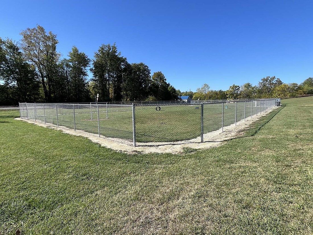 The dog park at Hudson Family Park is one of the suggested planting locations for three trees Plant, Hoe and Hope garden club donated to Portland Park Board. Street and parks superintendent Matt Shauver said a barrier can be placed around the new tree to protect it from being damaged by dogs. (The Commercial Review/Ray Cooney)