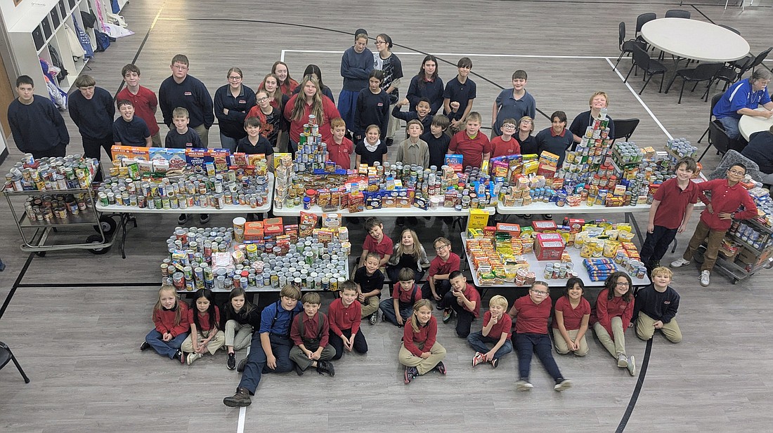 Jay County Christian Academy recently held a food drive. Students and staff collected more than 1,700 items that will be distributed to food pantries in Jay County. (Photo provided)