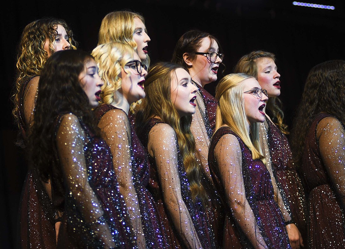 Members of the Jay County High School show choir sing during Sunday’s concert. (The Commercial Review/Ray Cooney)