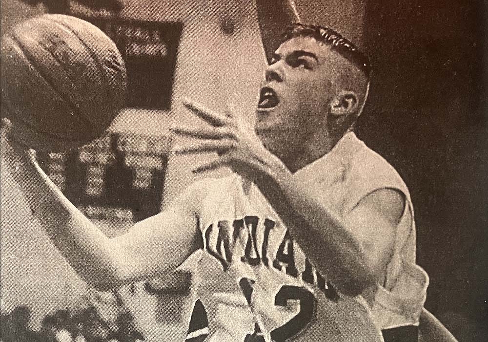 Fort Recovery High School sophomore Greg Snyder drives for two points during the Indians’ 79-58 win over the New Knoxville Rangers on Dec. 15, 2000. Snyder scored 13 points in support of senior Jon Kaup’s career-high 22. (The Commercial Review/Mike Snyder)