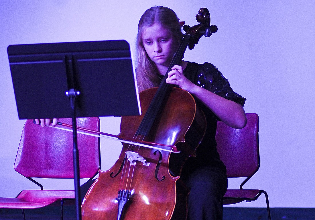 It was a busy week at Arts Place, with the MusicWorks ensembles Christmas concert on Tuesday and MusicWorks Christmas recitals on Thursday and Friday. Pictured, Evelyn Garringer plays “La Cinquantaine” on the cello during Thursday’s session. Arts Place is also hosting free showings of Christmas movies, with “The Muppet Christmas Carol” at 1 p.m. and “The Nightmare Before Christmas” at 6:30 p.m. Monday and “Noelle” at 1 p.m. Tuesday and “The Polar Express” at 6:30 p.m. Tuesday. (The Commercial Review/Ray Cooney)