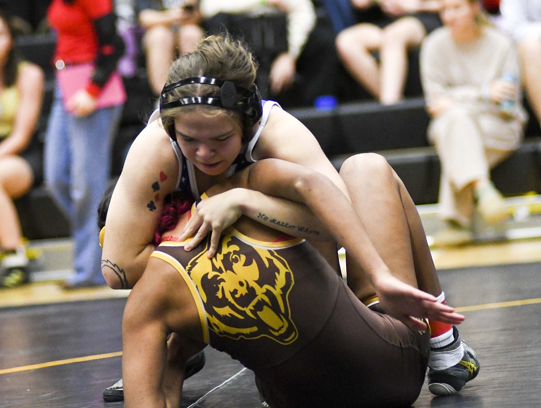 Maleah Parsons of the Jay County High School wrestling team holds a 27-7 record and is currently ranked No. 7 in the state at 135 pounds. She is one of seven different Patriots to qualify for the regional tournament. (The Commercial Review/Andrew Balko)