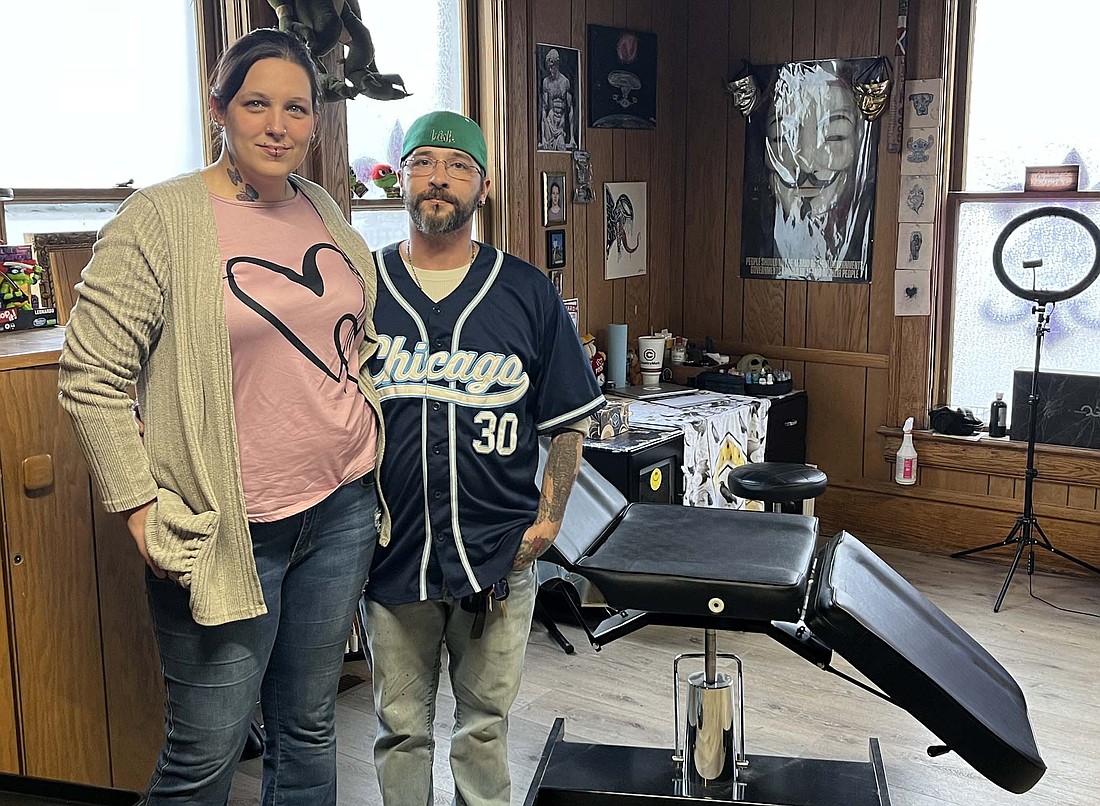 Stephanie Coons and Zachariah Reese opened Inner Sanctum Piercing and Tattoo in October at 326 S. Main St., Dunkirk. The couple said their experiences in the industry and their personal lives led them to want to open a shop that is clean, safe and kid-friendly. The business is open from 10 a.m. to 7 p.m. Tuesday through Saturday. (The Commercial Review/Ray Cooney)